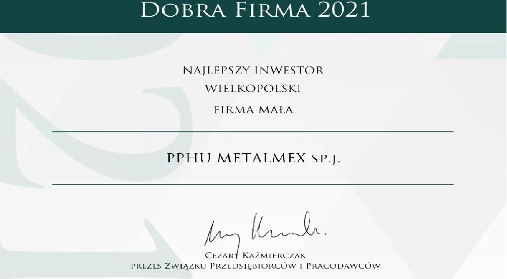Metalmex laureatem konkursu Dobra Firma 2021